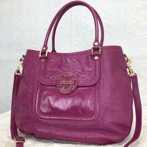 🌸OFFERS?🌸Tory Burch Distressed Leather Magenta Purple Satchel